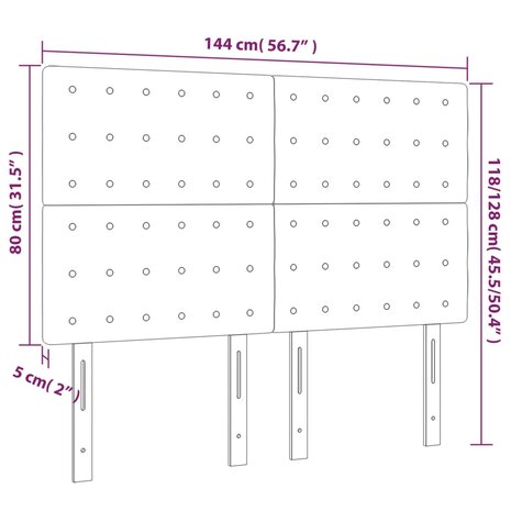 Hoofdborden 4 st 72x5x78/88 cm fluweel donkerblauw 8