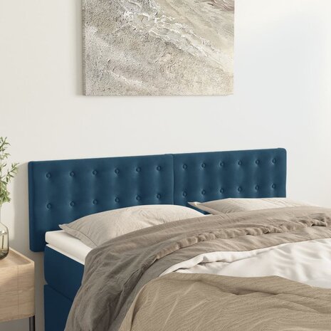 Hoofdborden 2 st 72x5x78/88 cm fluweel donkerblauw 1