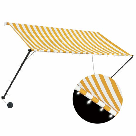 Luifel uittrekbaar met LED 250x150 cm geel en wit  2