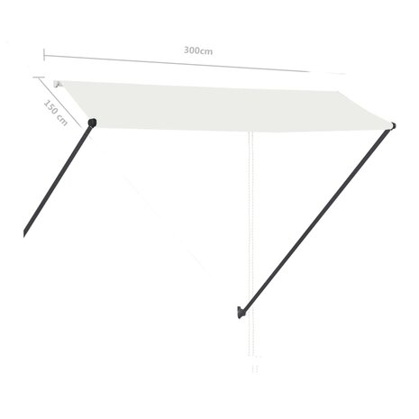 Luifel uittrekbaar met LED 300x150 cm crème 9