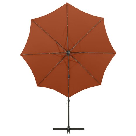 Zweefparasol met paal en LED-verlichting 300 cm terracottakleur 6