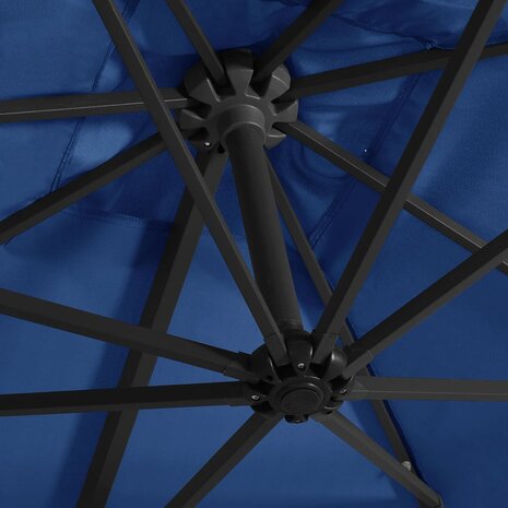 Zweefparasol met LED en stalen paal 250x250 cm azuurblauw 6