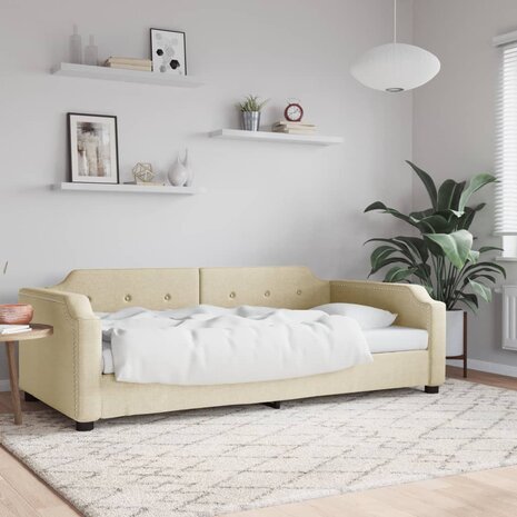 Slaapbank 90x200 cm stof crèmekleurig 1