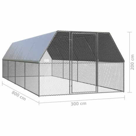 Kippenhok 3x8x2 m gegalvaniseerd staal 5