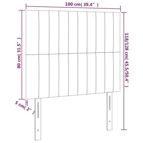 Hoofdborden 2 st 100x5x78/88 cm stof blauw 8