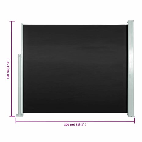 Windscherm uittrekbaar 120x300 cm zwart 7