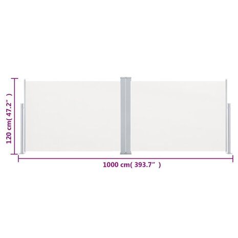 Windscherm uittrekbaar 120x1000 cm crème 12