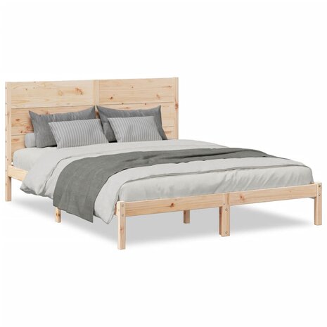 Bedframe extra lang zonder matras massief hout 160x210 cm 2