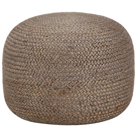 Poef handgemaakt 45x30 cm jute lichtgrijs 1