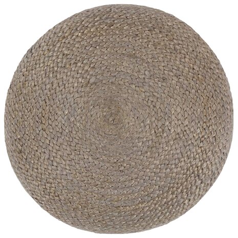 Poef handgemaakt 45x30 cm jute lichtgrijs 2