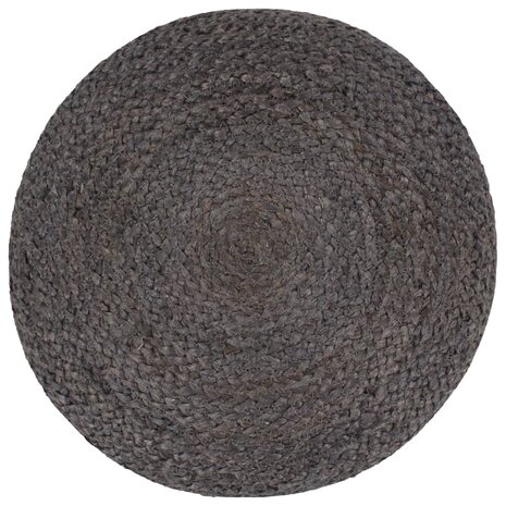Poef handgemaakt 45x30 cm jute donkergrijs 2
