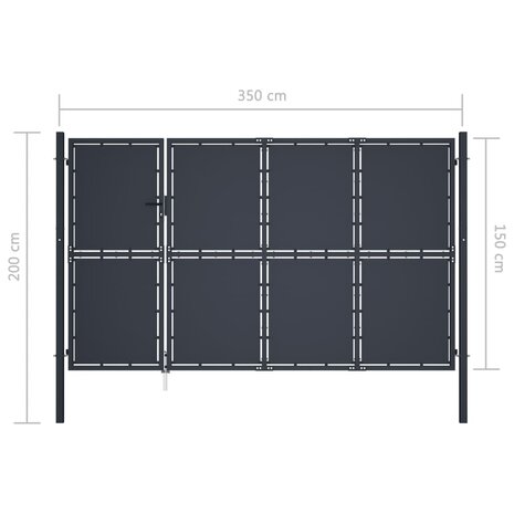 Poort 350x150 cm staal antraciet 5