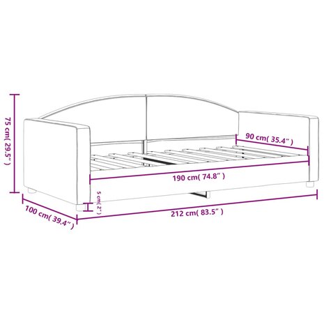 Slaapbank 90x190 cm stof donkergrijs 8