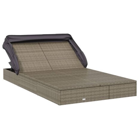 Ligbed 2-persoons met dak 213x118x97 cm poly rattan grijs 3