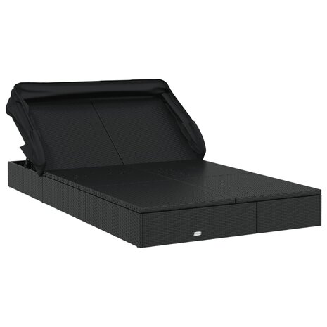 Ligbed 2-persoons met dak 213x118x97 cm poly rattan zwart 3