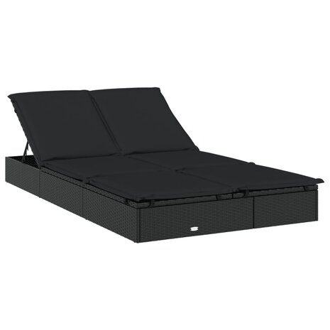 Ligbed 2-persoons met dak 213x118x97 cm poly rattan zwart 5