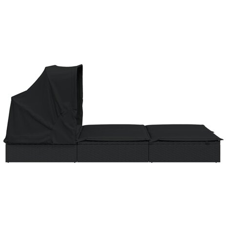 Ligbed 2-persoons met dak 213x118x97 cm poly rattan zwart 7
