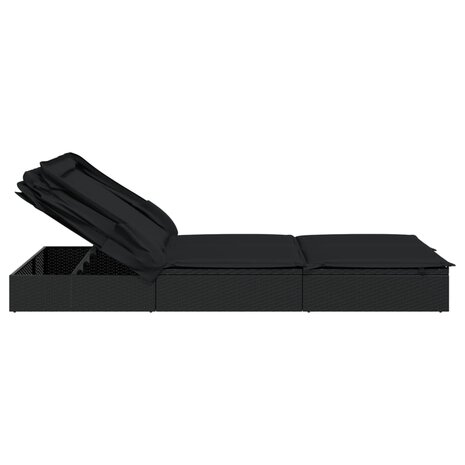 Ligbed 2-persoons met dak 213x118x97 cm poly rattan zwart 8