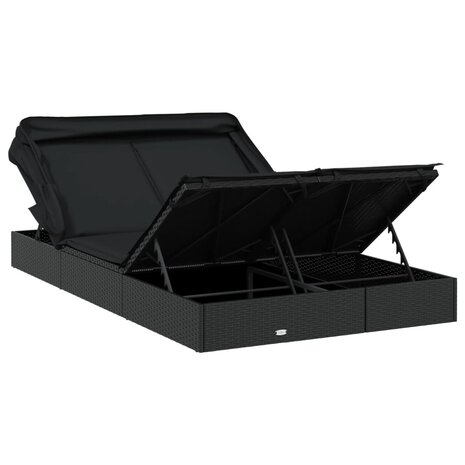 Ligbed 2-persoons met dak 213x118x97 cm poly rattan zwart 10