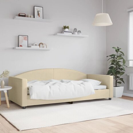 Slaapbank 90x200 cm stof crèmekleurig 1