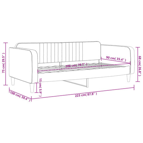 Slaapbank 90x200 cm fluweel donkergrijs 8
