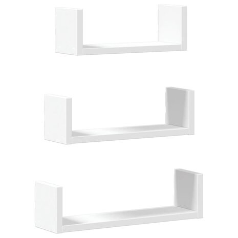 Wandschappen 3 st bewerkt hout wit 2