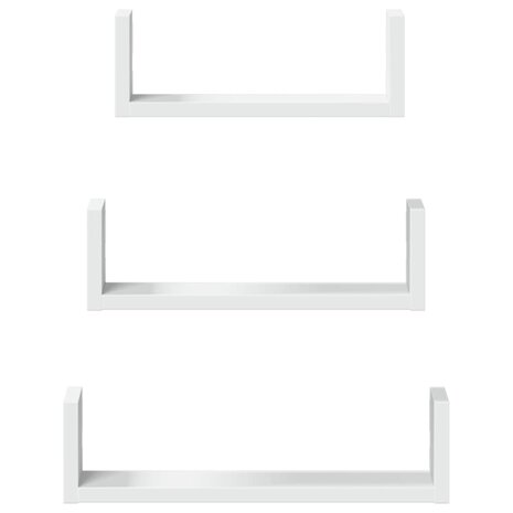 Wandschappen 3 st bewerkt hout wit 4