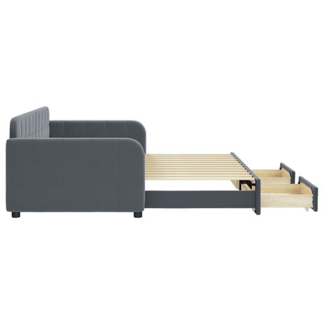 Slaapbank onderschuifbed en lades 90x200 cm fluweel donkergrijs 4