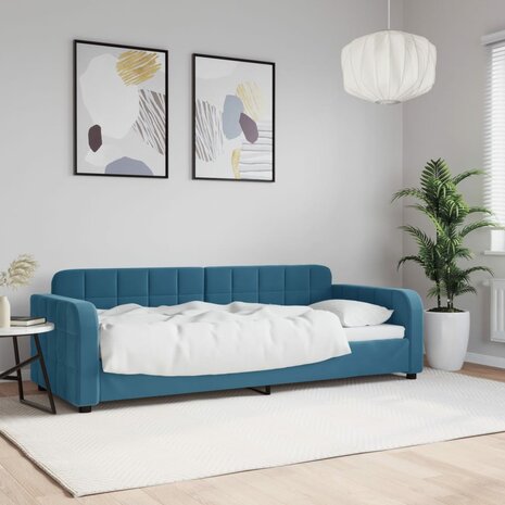 Slaapbank 80x200 cm fluweel blauw 1