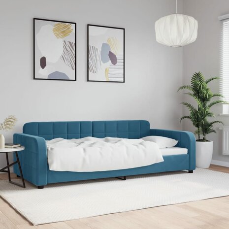 Slaapbank 90x200 cm fluweel blauw 1