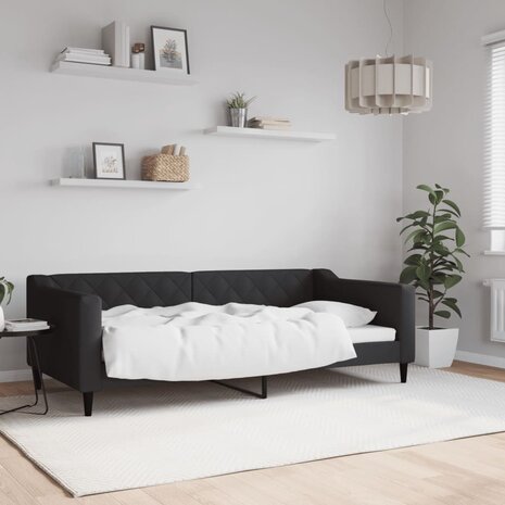 Slaapbank 90x190 cm stof zwart 1
