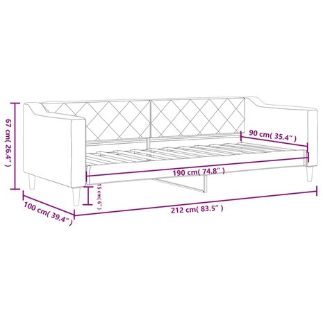 Slaapbank 90x190 cm stof zwart 8