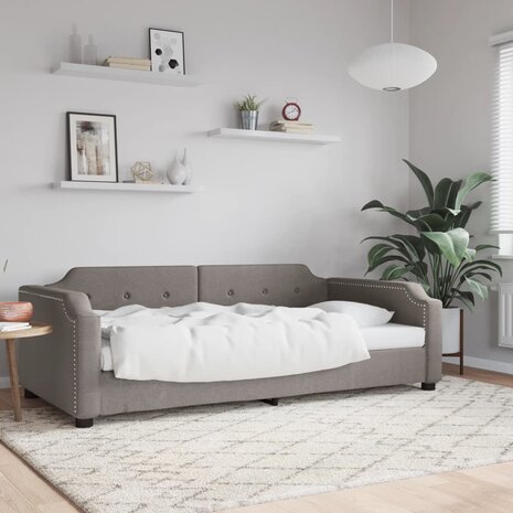 Slaapbank 100x200 cm stof taupe 1