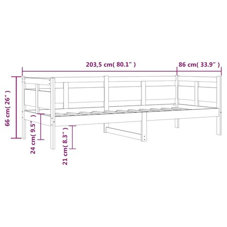 Slaapbank massief grenenhout wit 80x200 cm 11