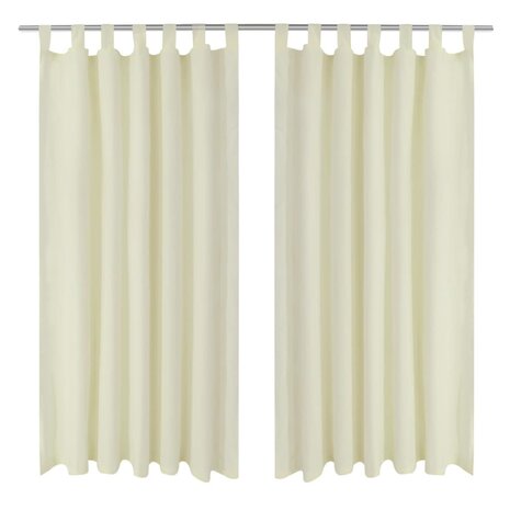 Micro-Satijnen Gordijnen met Ringen 140 x 175 cm 2 stuks (Creme) 1