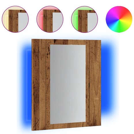 Badkamerspiegelkast LED 40x12x45 cm bewerkt hout oud hout 2