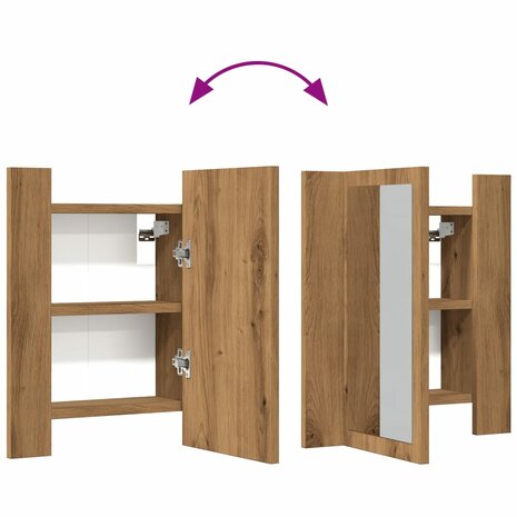 Badkamerspiegelkast LED 40x12x45 cm bewerkt hout artisan eiken 11