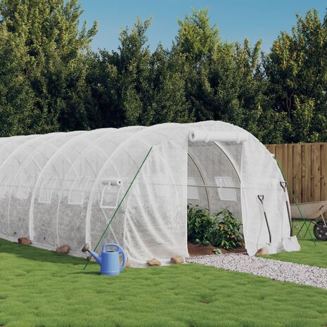 Tuinkas met stalen frame 30 m² 10x3x2 m wit 1