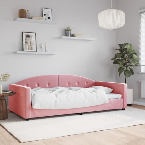 Slaapbank 100x200 cm fluweel roze 1