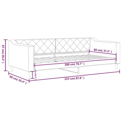 Slaapbank 80x200 cm stof donkergrijs 8