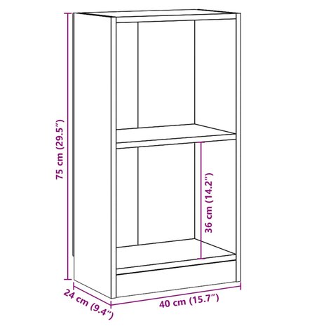 Boekenkast 40x24x75 cm bewerkt hout sonoma eikenkleurig 10