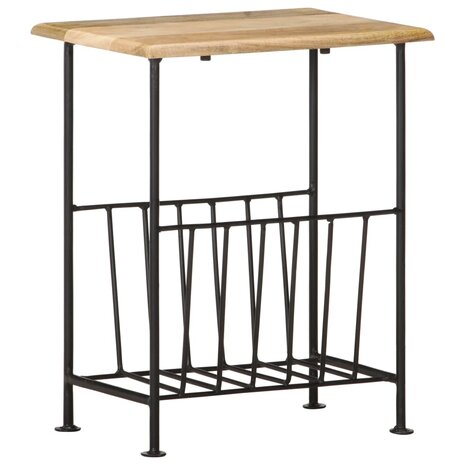 Tijdschriftenrek 40x30x50 cm massief mangohout en staal 1