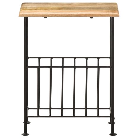 Tijdschriftenrek 40x30x50 cm massief mangohout en staal 2