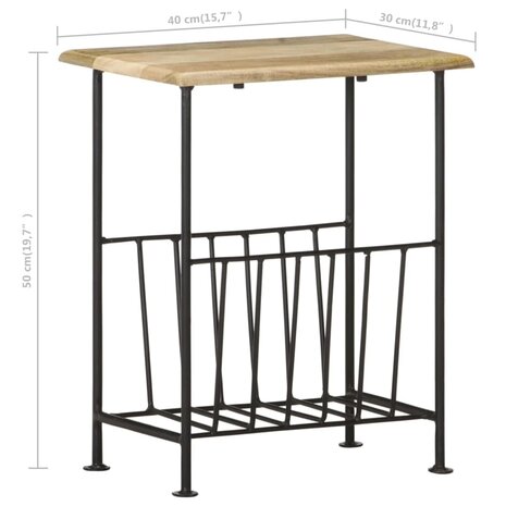 Tijdschriftenrek 40x30x50 cm massief mangohout en staal 7