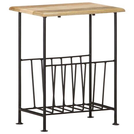 Tijdschriftenrek 40x30x50 cm massief mangohout en staal 8