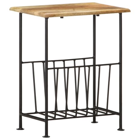 Tijdschriftenrek 40x30x50 cm massief mangohout en staal 9