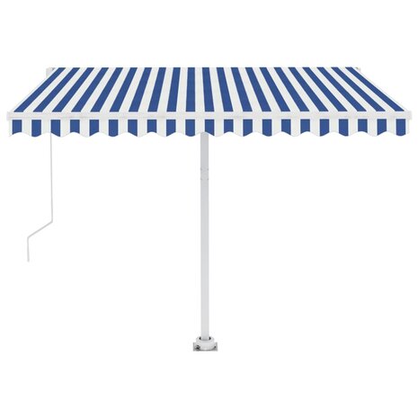 Luifel automatisch met LED en windsensor 300x250 cm blauw wit 5