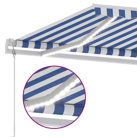 Luifel automatisch met LED en windsensor 300x250 cm blauw wit 6