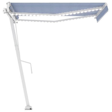 Luifel automatisch met LED en windsensor 300x250 cm blauw wit 7