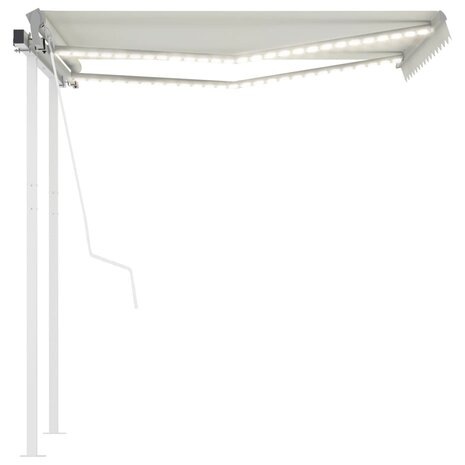 Luifel automatisch met LED en windsensor 3x2,5 m crèmekleurig 2